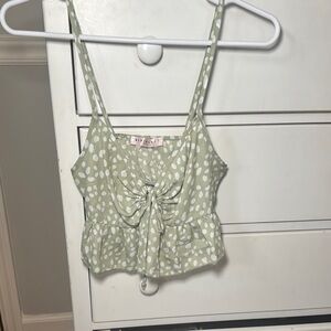 Blue Blush Green and White Tie Front Camisole